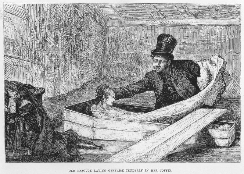 Illustrasjon for The Assommoir, A Realistic Novel, av Emile Zola (gravering) av French School