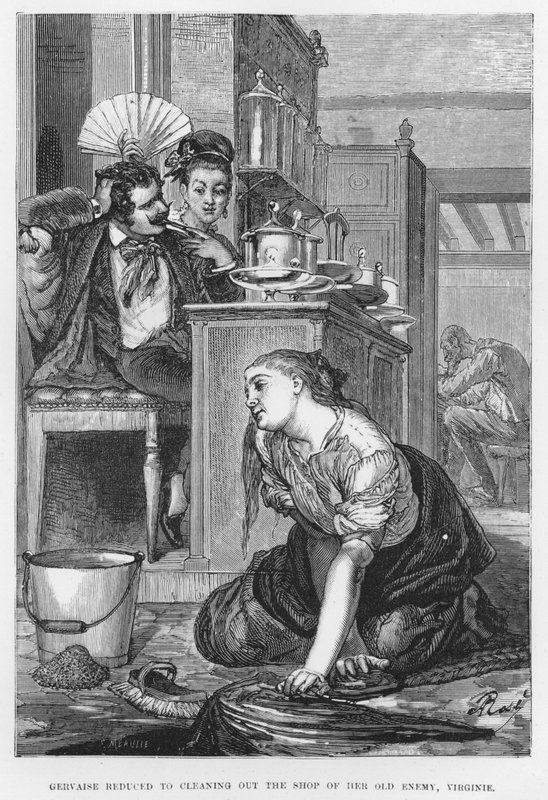 Illustrasjon for The Assommoir, A Realistic Novel, av Emile Zola (gravering) av French School