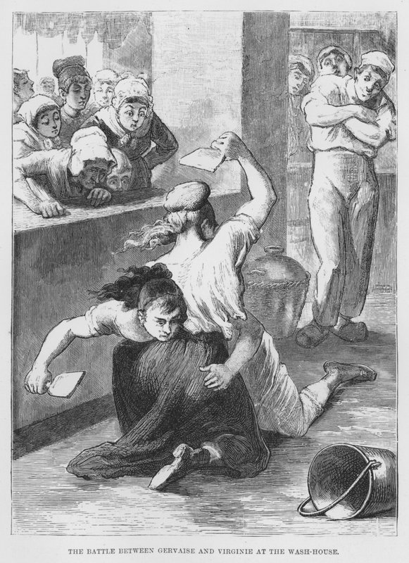 Illustrasjon for The Assommoir, A Realistic Novel, av Emile Zola (gravering) av French School
