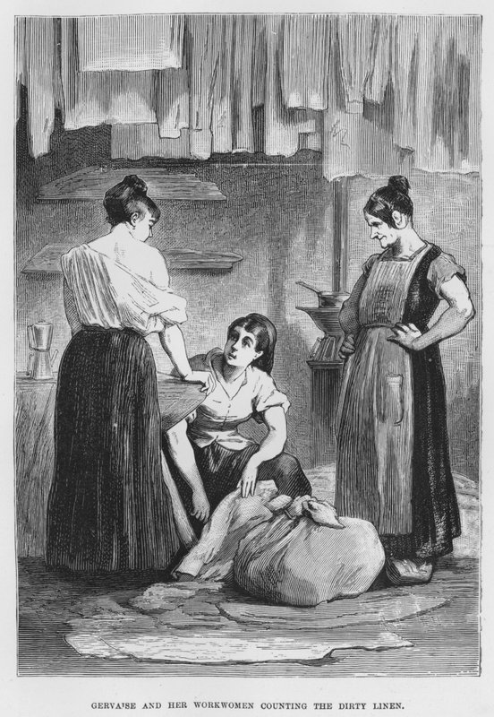Illustrasjon for The Assommoir, A Realistic Novel, av Emile Zola (gravering) av French School