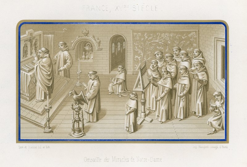 Bilde i grisaille fra The Miracles of Our Lady av French School