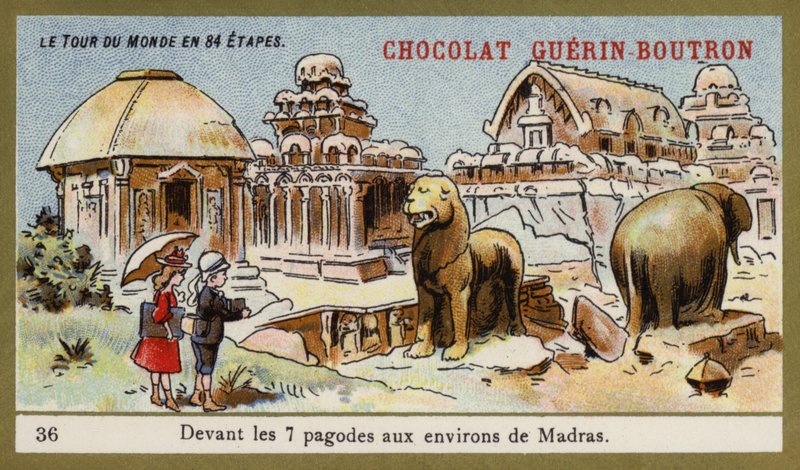 Foran de syv templene i området Madras (chromolitho) av French School