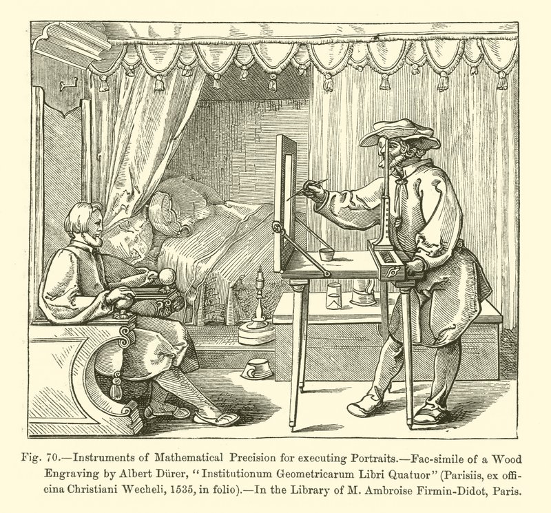 Instrumenter for matematisk presisjon for å utføre portretter (gravering) av French School