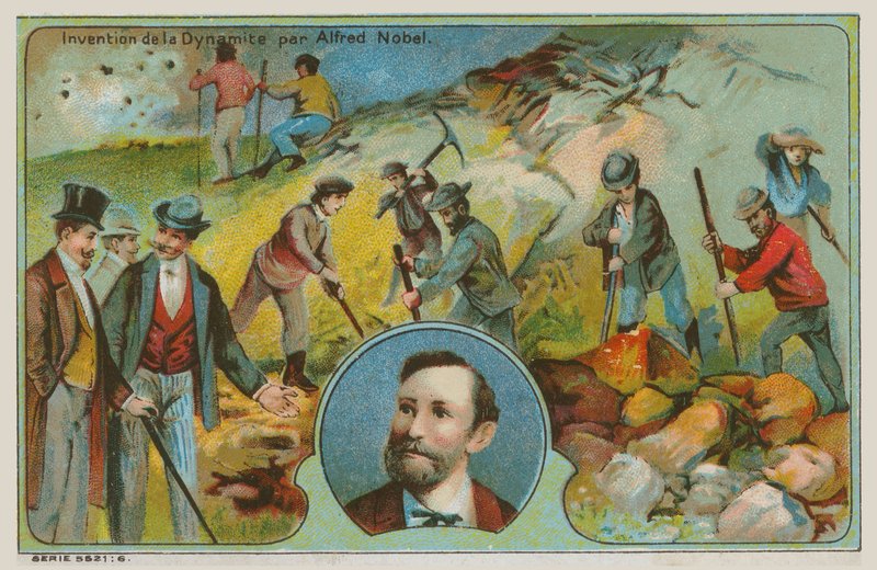 Oppfinnelsen av dynamitt av Alfred Nobel av French School