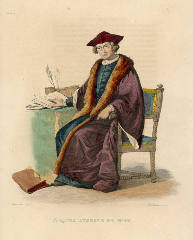 Jacques Auguste de Thou (farget gravering) av French School