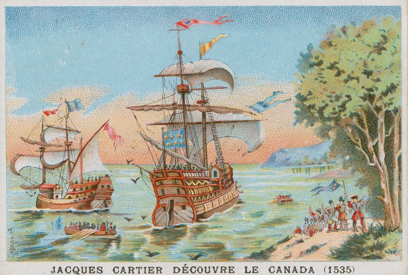 Jacques Cartier oppdager Canada, 1535 av French School