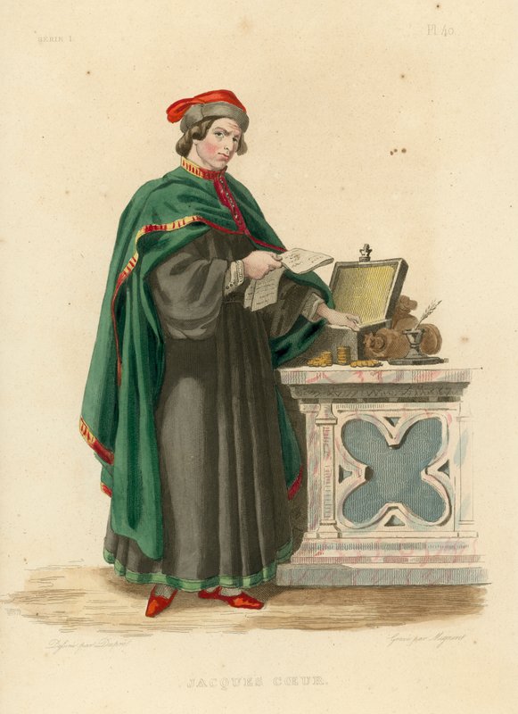 Jacques Coeur (farget gravering) av French School