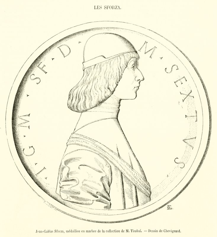 Jean-Galeas Sforza, marmormedalje fra samlingen til M Timbal (gravering) av French School