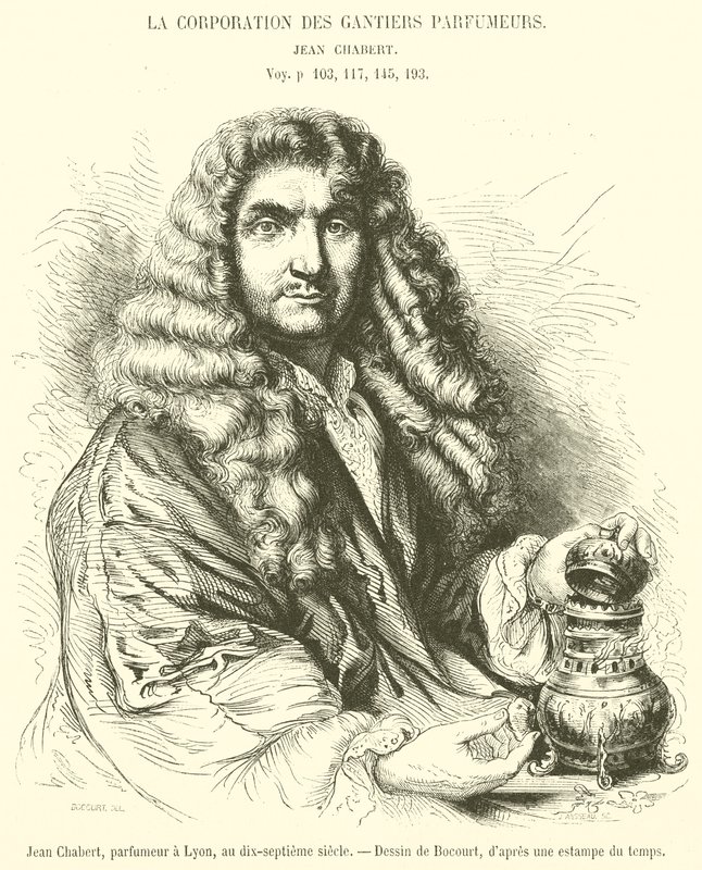 Jean Chabert, parfymer i Lyon, på det syttende århundre (gravering) av French School