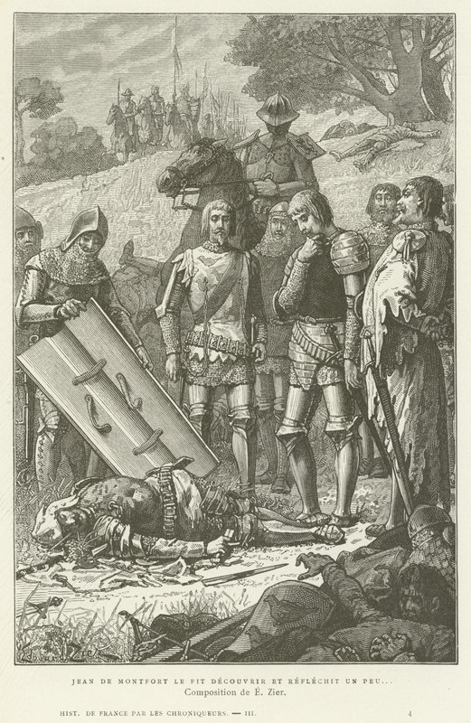 Jean de Montfort oppdager liket av Charles av Blois etter slaget ved Auray, 1364 av French School