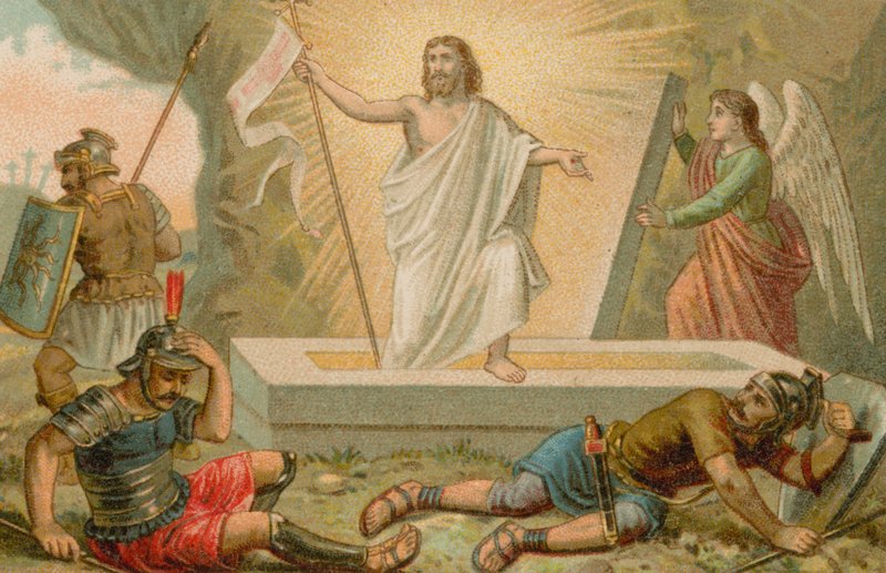 Jesus Kristus står opp fra sin grav av French School