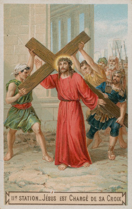 Jesus bærer sitt kors. Den andre korsstasjonen av French School