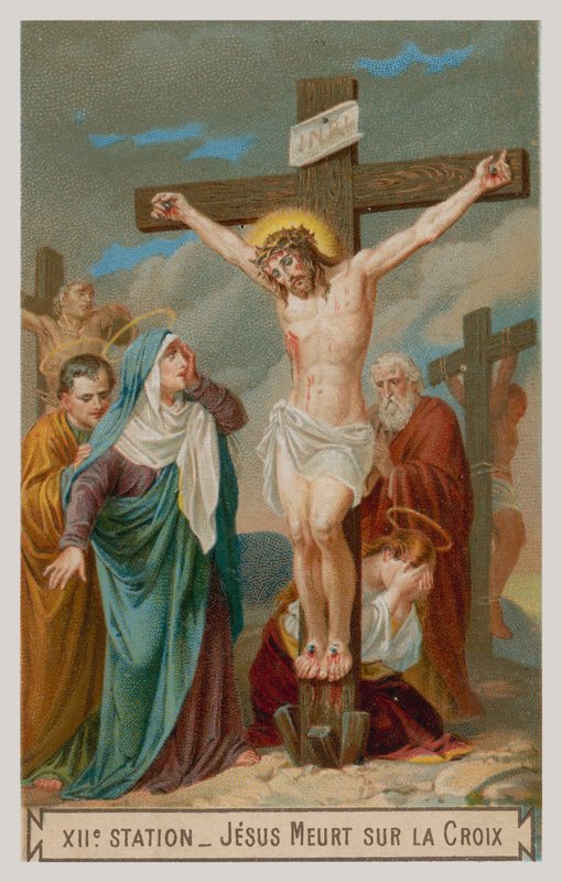 Jesus dør på korset. Korsets tolvte stasjon av French School