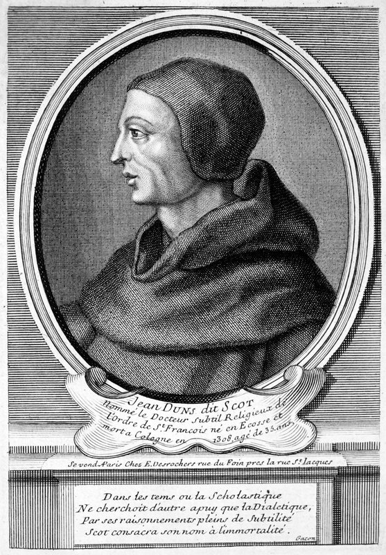 John Duns (Duns Scotus), skotsk katolsk prest, filosof og teolog (gravering) av French School