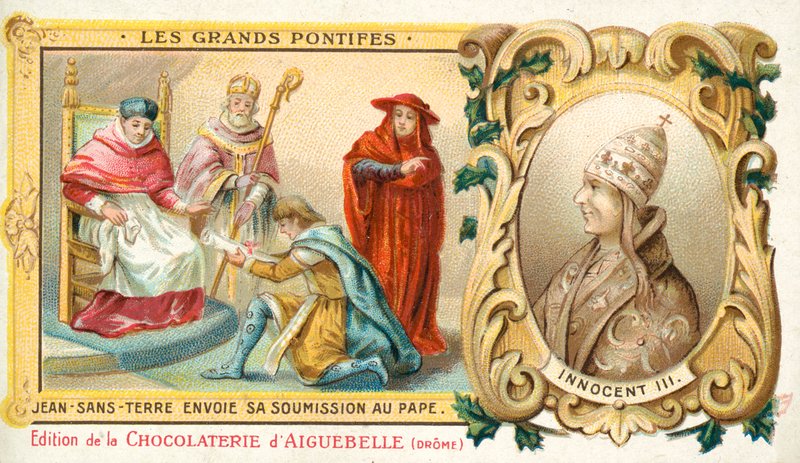 John, konge av England, sender sin underkastelse til pave Innocent III, 1213 av French School