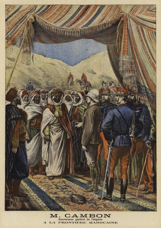 Jules Cambon, fransk generalguvernør i Algerie, ved den marokkanske grensen, 1897 av French School