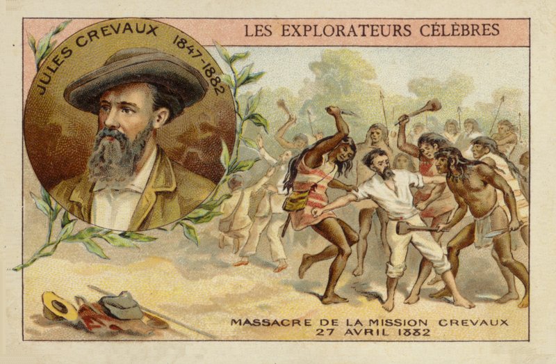 Jules Crevaux (1847-1882) ved bredden av Rio Pilcomayo i Argentina 27. april 1882 av French School