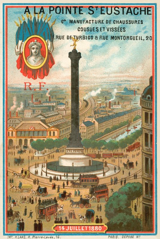 Julispalte til minne om den franske revolusjonen i 1830, Paris (chromolitho) av French School