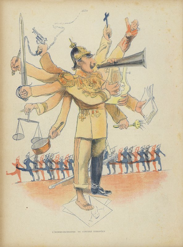 Kaiser Wilhelm II, illustrasjon til Le Rire (fargelitografi) av French School