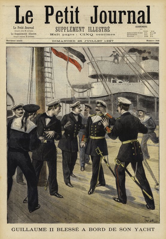 Kaiser Wilhelm II av Tyskland skadet om bord på yachten hans, 1897 av French School