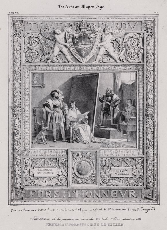 Kong Frans I av Frankrike poserer for sitt portrett av den italienske maleren Titian av French School