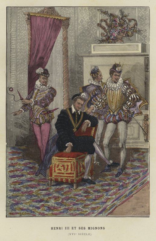 Kong Henry III av Frankrike og hans favoritter, les Mignons, 1500-tallet av French School