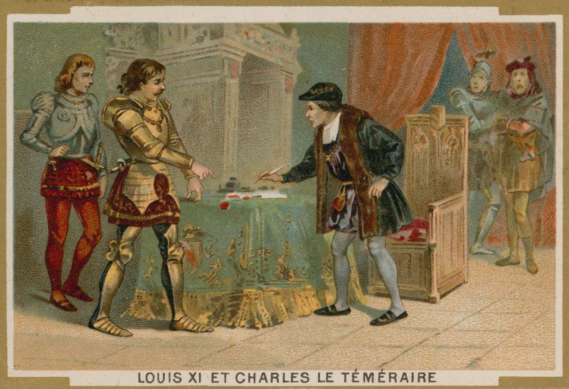 Kong Ludvig XI av Frankrike og Karl den dristige, hertugen av Burgund av French School