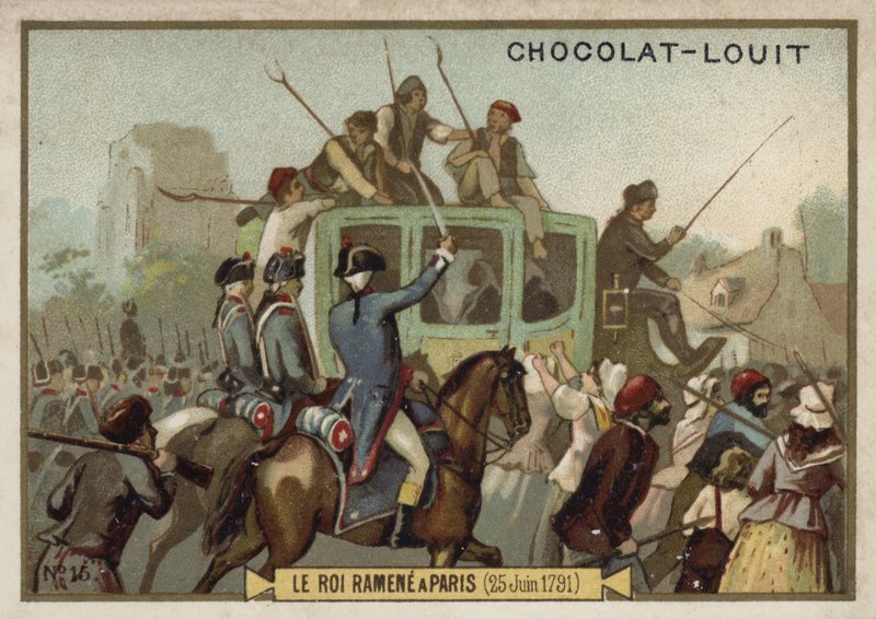 Kong Ludvig XVI blir brakt tilbake til Paris, den franske revolusjonen, 25. juni 1791 av French School