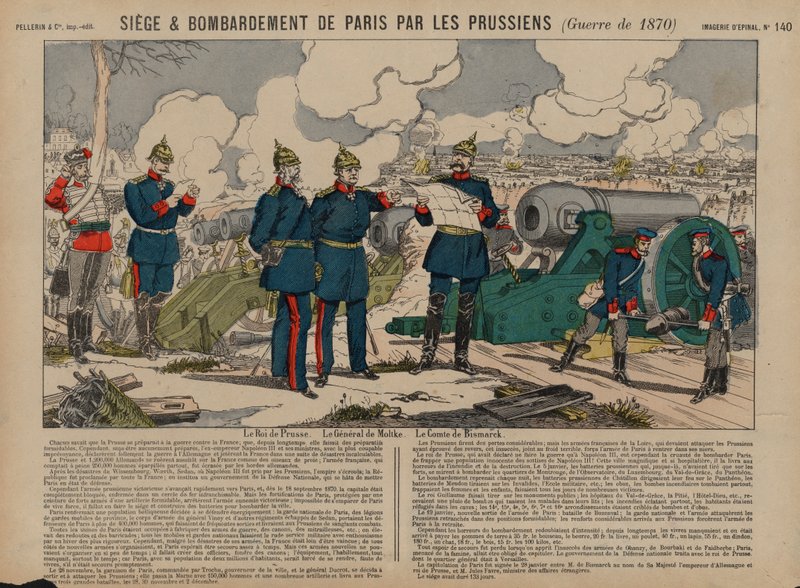 Kong Wilhelm I av Preussen, Otto von Bismarck og feltmarsha Helmuth von Moltke ved beleiringen av Paris, den fransk-prøyssiske krigen av French School