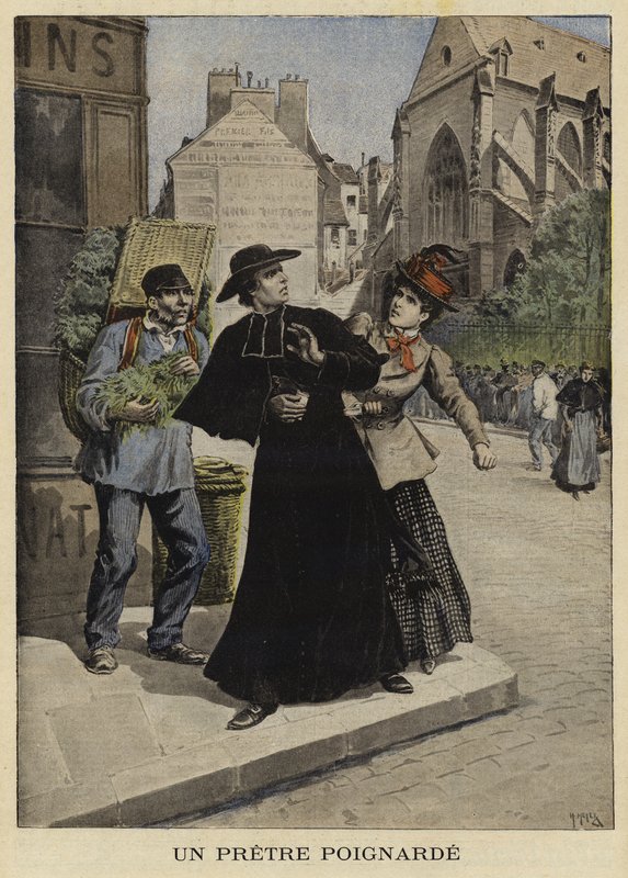 Kniveangrep på en prest, Frankrike, 1897 av French School