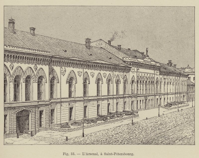 Arsenalet, i Saint-Petersburg (gravering) av French School