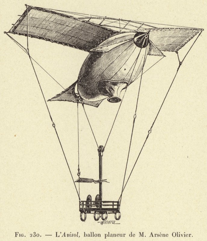Avisol, gliderballong av M Arsene Olivier (gravering) av French School