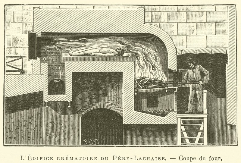 Pere-Lachaise-krematoriet, seksjon av ovnen (gravering) av French School