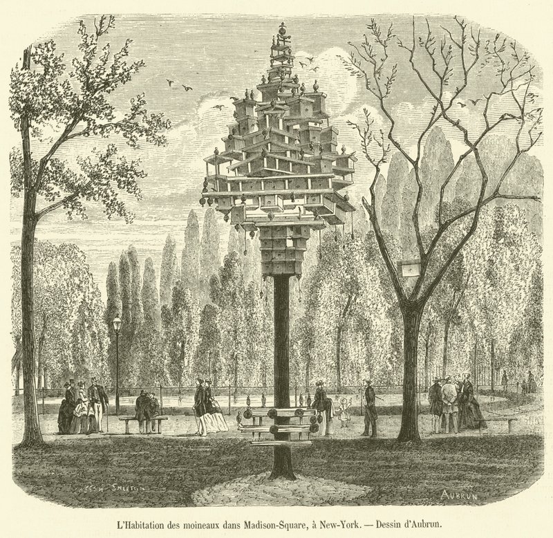 The House of Sparrows på Madison Square, New York (gravering) av French School