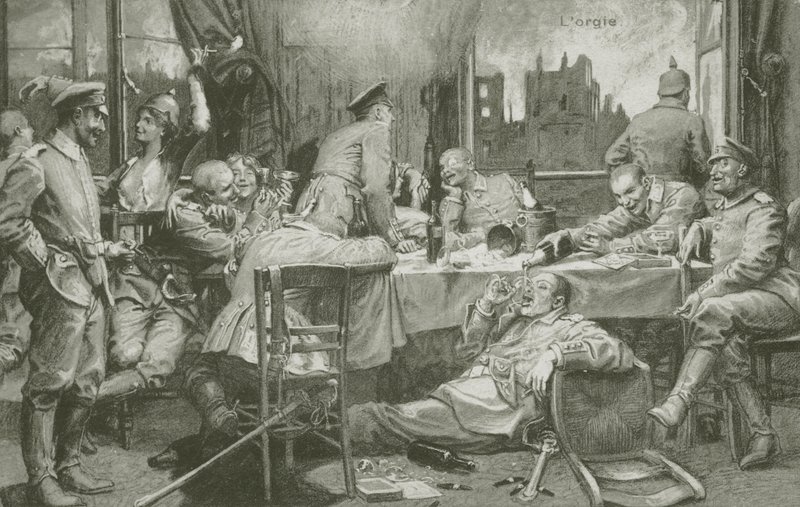 Orgien (litografi) av French School