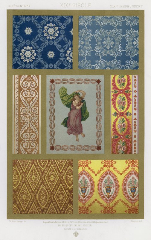 The Ornament of Stoffer: XIXth Century, XIXth Century, XIXtes Jahrhundert (farge litho) av French School