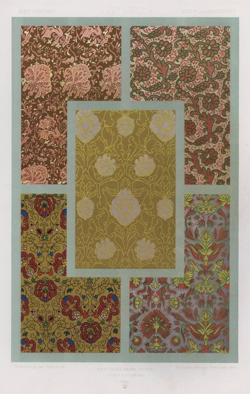The Ornament of Fabrics: XVIIth Century, XVIIe Siecle, XVIItes Jahrhundert (farge litho) av French School