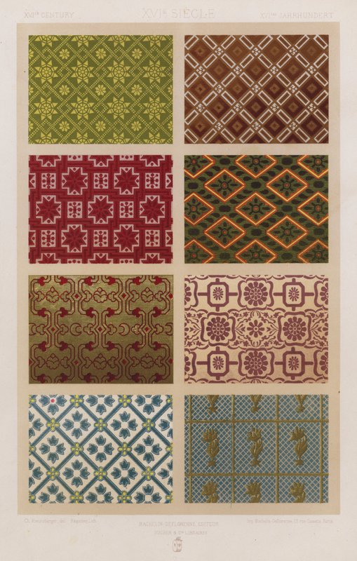 The Ornament of Stoffer: XVIth Century, XVIe Siecle, XVItes Jahrhundert (farge litho) av French School