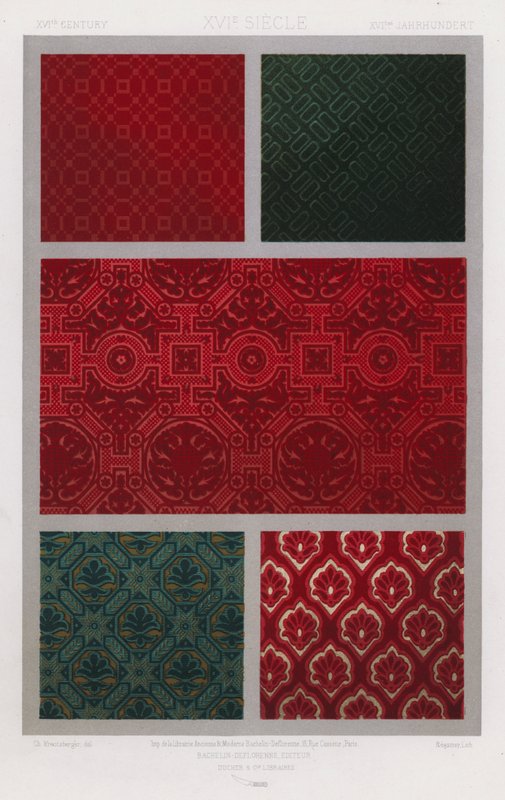The Ornament of Stoffer: XVIth Century, XVIe Siecle, XVItes Jahrhundert (farge litho) av French School