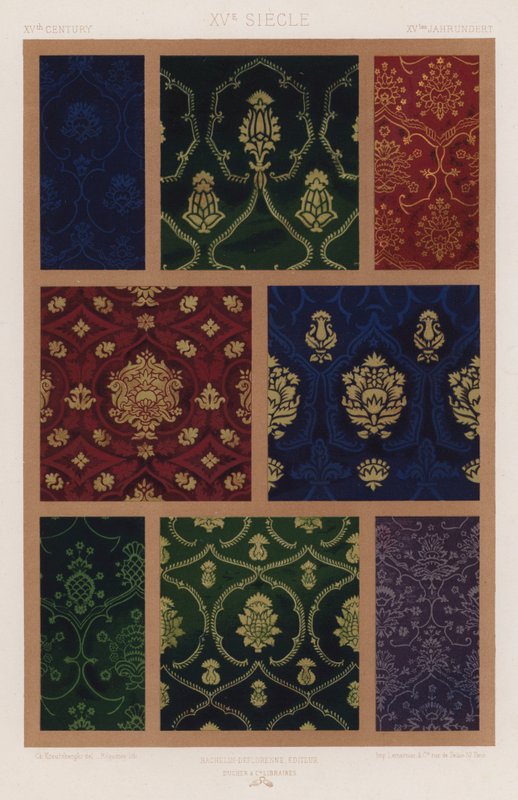 The Ornament of Fabrics: XVth Century, XVe Siecle, XVtes Jahrhundert (farge litho) av French School