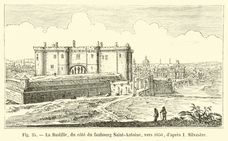 Bastillen, på siden av Faubourg Saint-Antoine, rundt 1650, etter I Silvestre av French School
