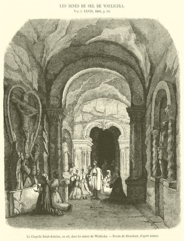 Saint-Antoine kapell, i salt, i gruvene i Wieliczka (gravering) av French School