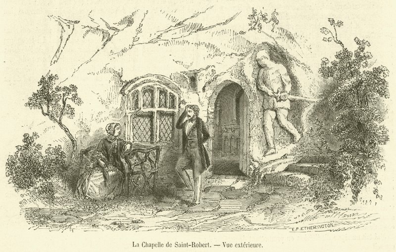 Kapellet til Saint-Robert, utvendig visning (gravering) av French School