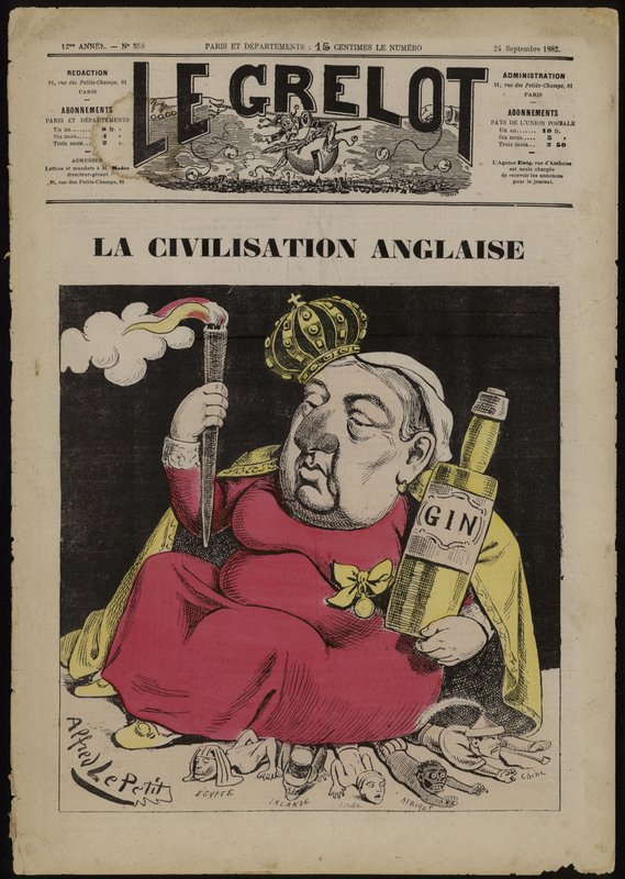 La Civilization Anglaise - basert på Gin (farge litho) av French School