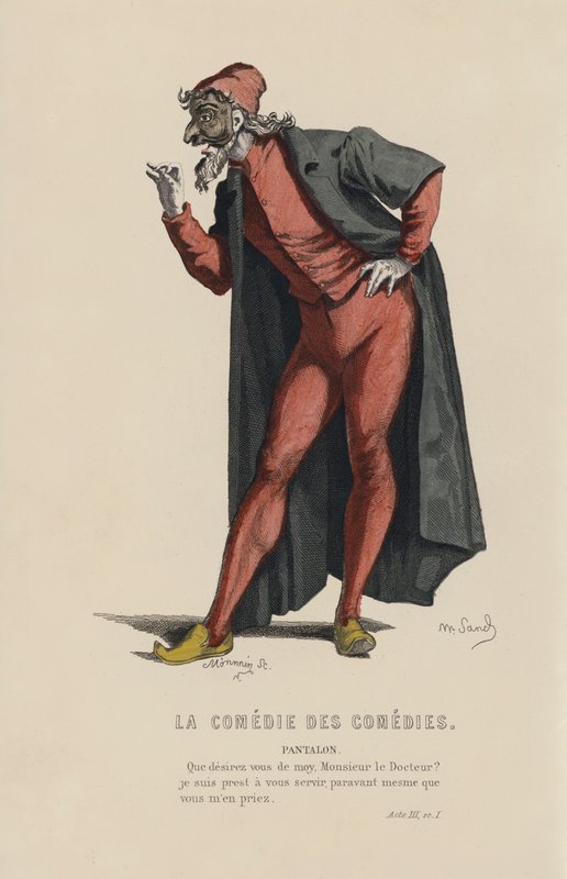 La Comedie Des Comedies, Pantalon (farget gravering) av French School