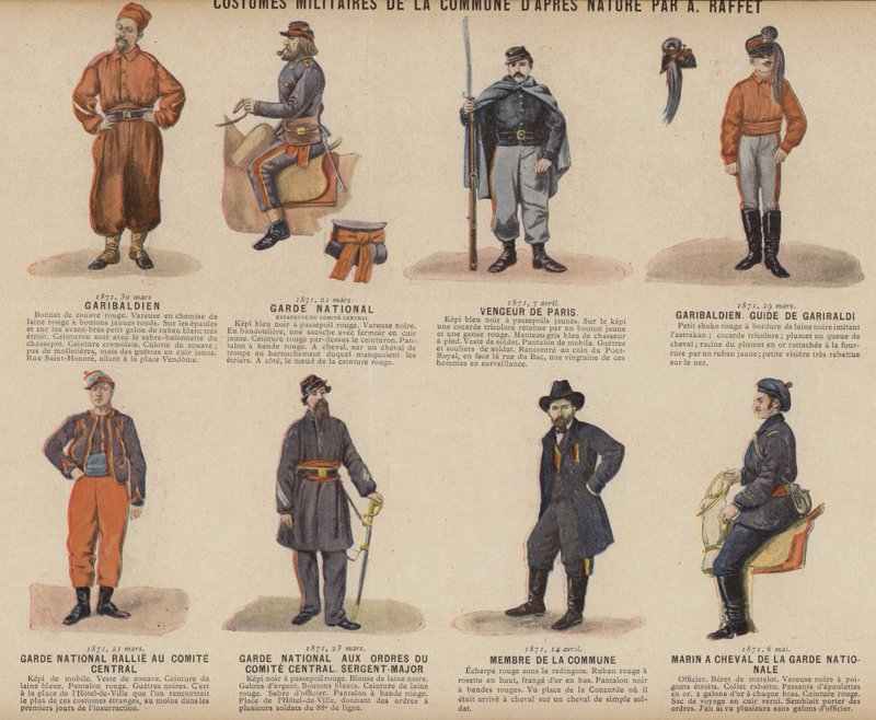 The Paris Commune, Military Costumes Of The Commune av A Raffet (farge litho) av French School