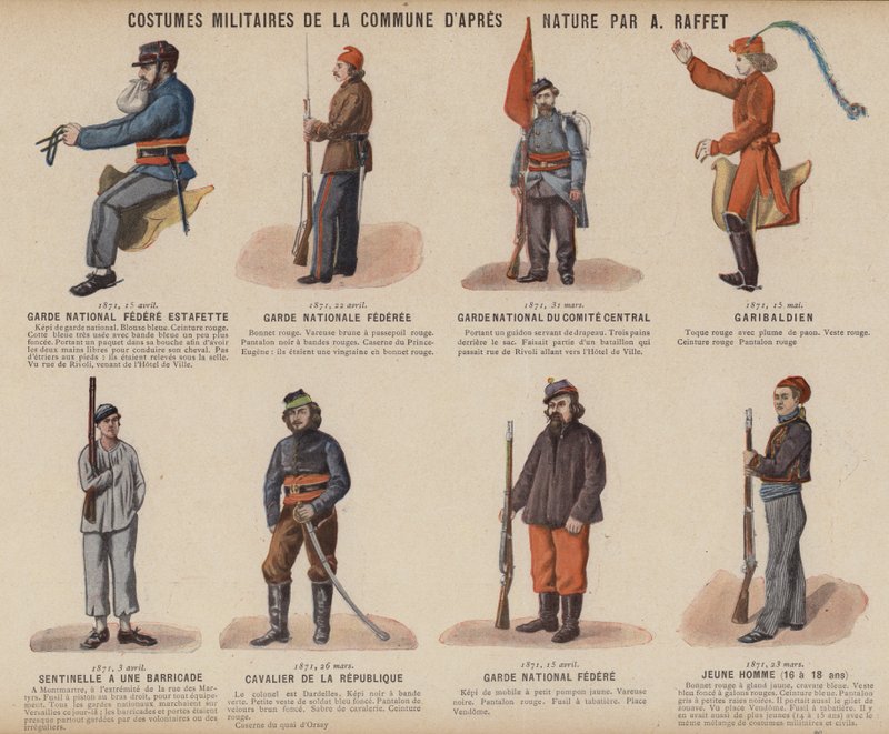 The Paris Commune, Military Costumes Of The Commune av A Raffet (farge litho) av French School
