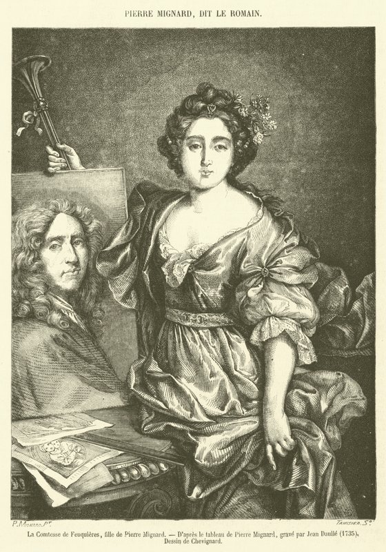 Grevinnen av Feuquieres, datter av Pierre Mignard (gravering) av French School