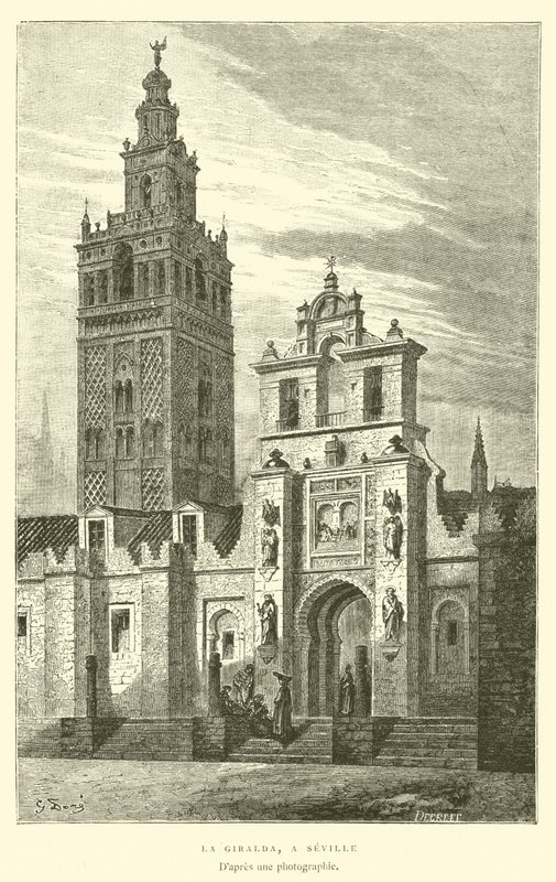 La Giralda, en Sevilla (gravering) av French School