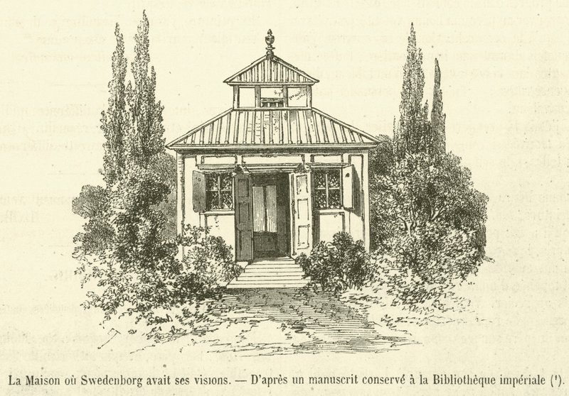 Huset hvor Swedenborg hadde sine visjoner (gravering) av French School
